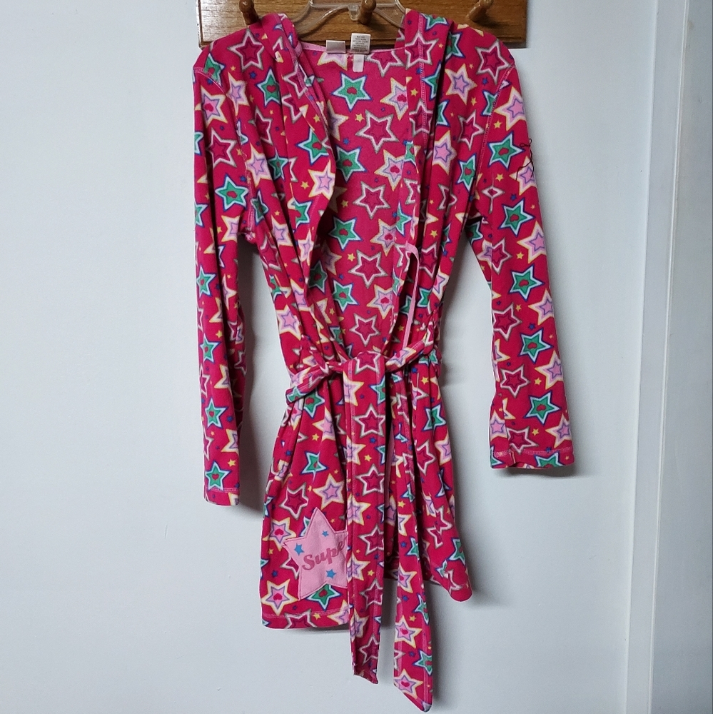 💗 Y2K 2000s So Wear Superstar star hood fleece robe junior's M women's S